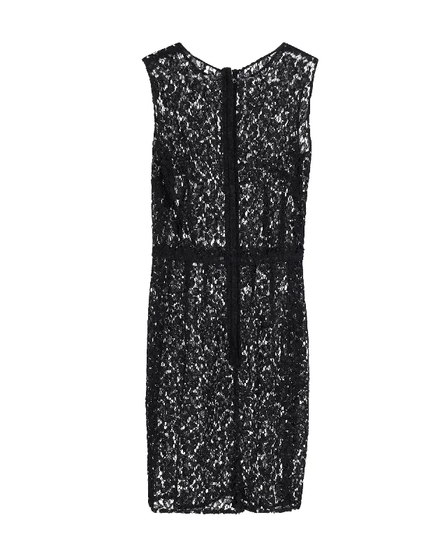 Dolce & Gabbana Sleeveless Lace Dress in Black Polyester Lace Dress Set