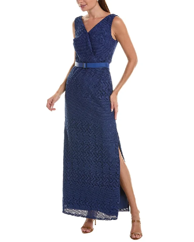 Kay Unger Hendrix Lace Column Gown Lace Midi Dress