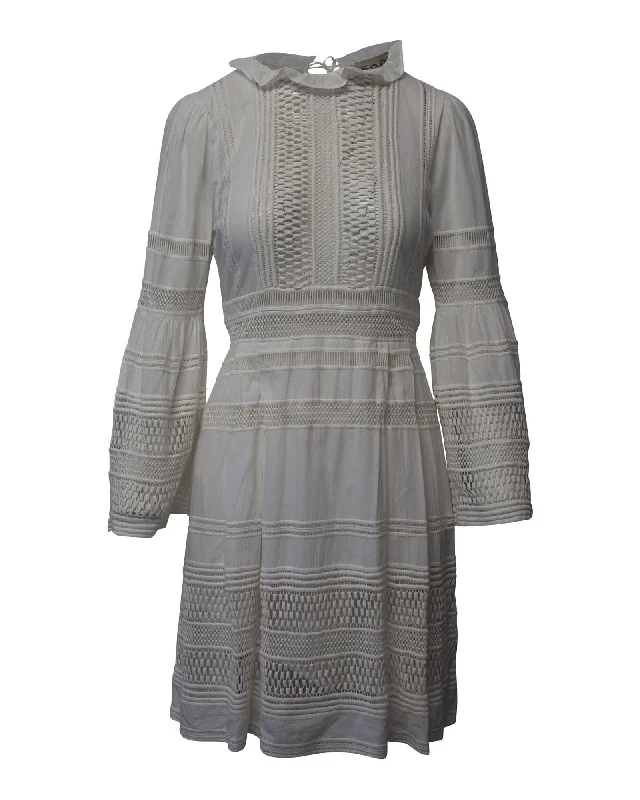 Sea New York Baja Lace Dress in White Cotton Lace Dress Layers